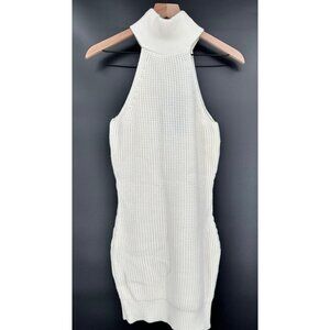 Missguided Halter Sweater Dress Women Small Off White Mini Bodycon NWT